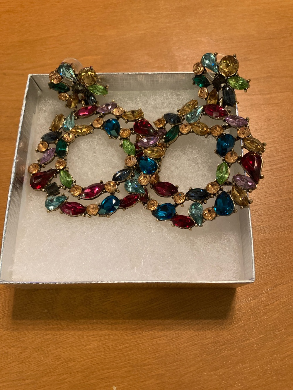 BaubleBar Multicolor Crystal Hoop Earrings in Blue, Green, Red, Purple & Gold